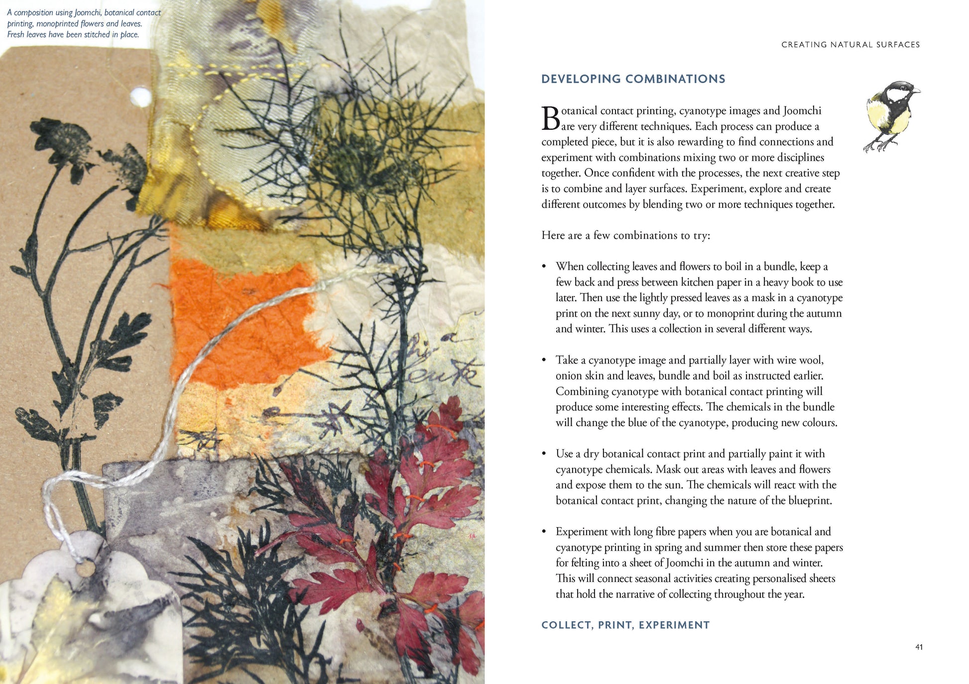 spread from Collect Print Collage showing combinations of media used in collage