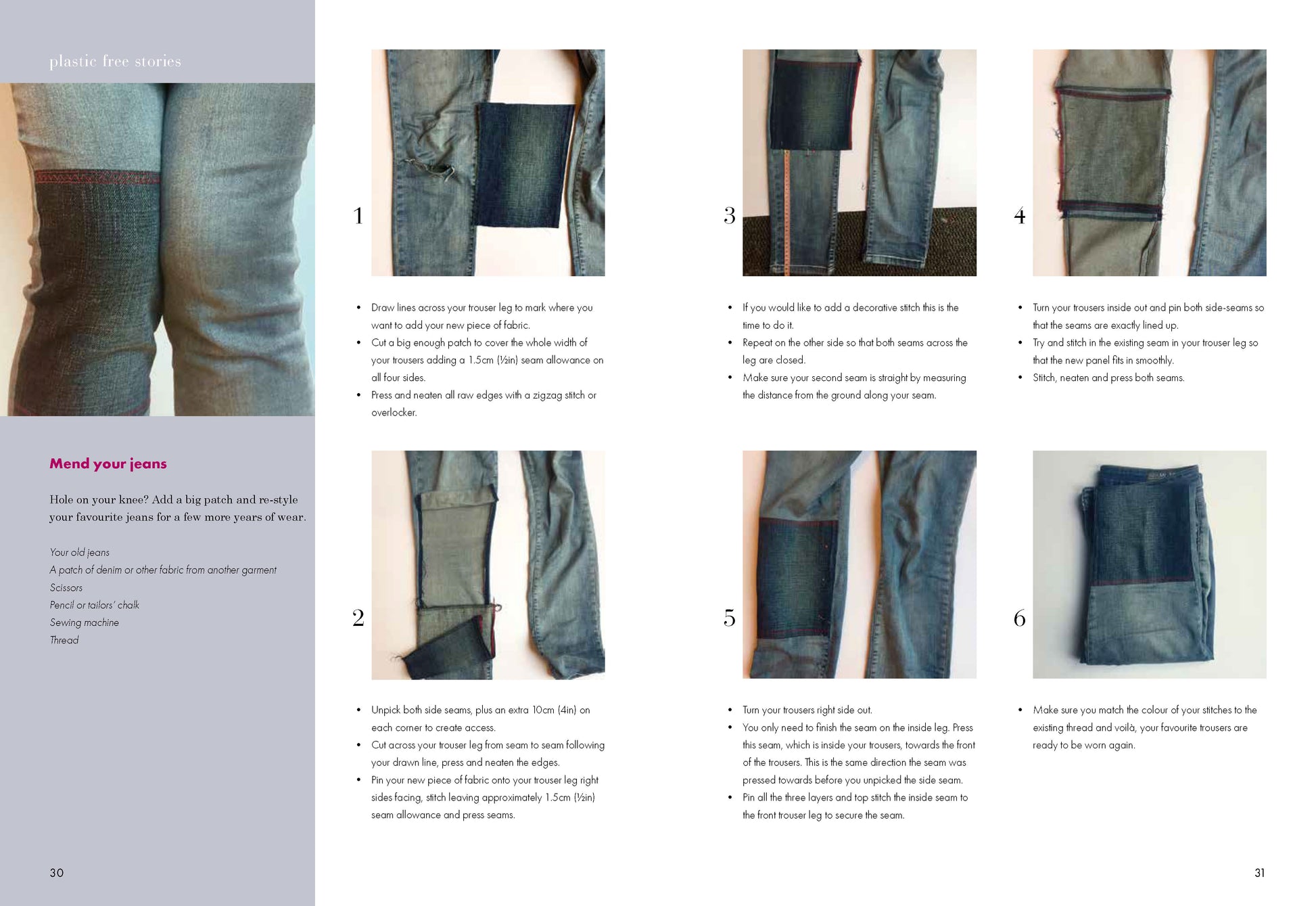 Step-by-step guide on how to mend jeans by Martha van der Laan